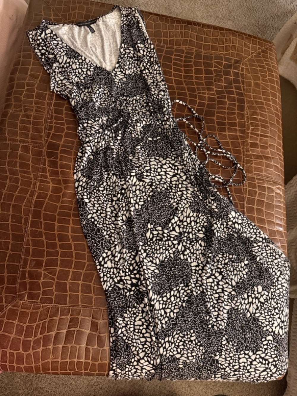 White House Black Market Black & White V-Neck Maxi Dress